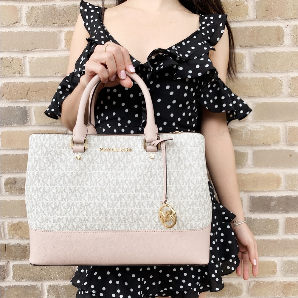 Michael Kors Large Savannah satchel vanilla Pink - Picture 4 of 8